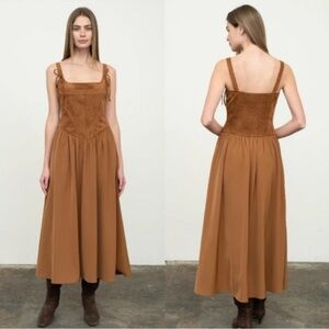 Moon River Tan Maxi Dress